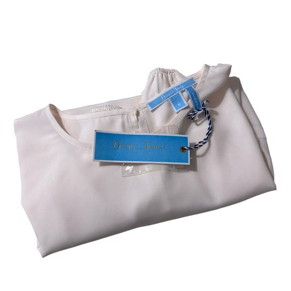 NWT Draper James 6 Willow White Long Sleeve Bell Collection Bow Tie Sleeve Blous - Picture 7 of 7